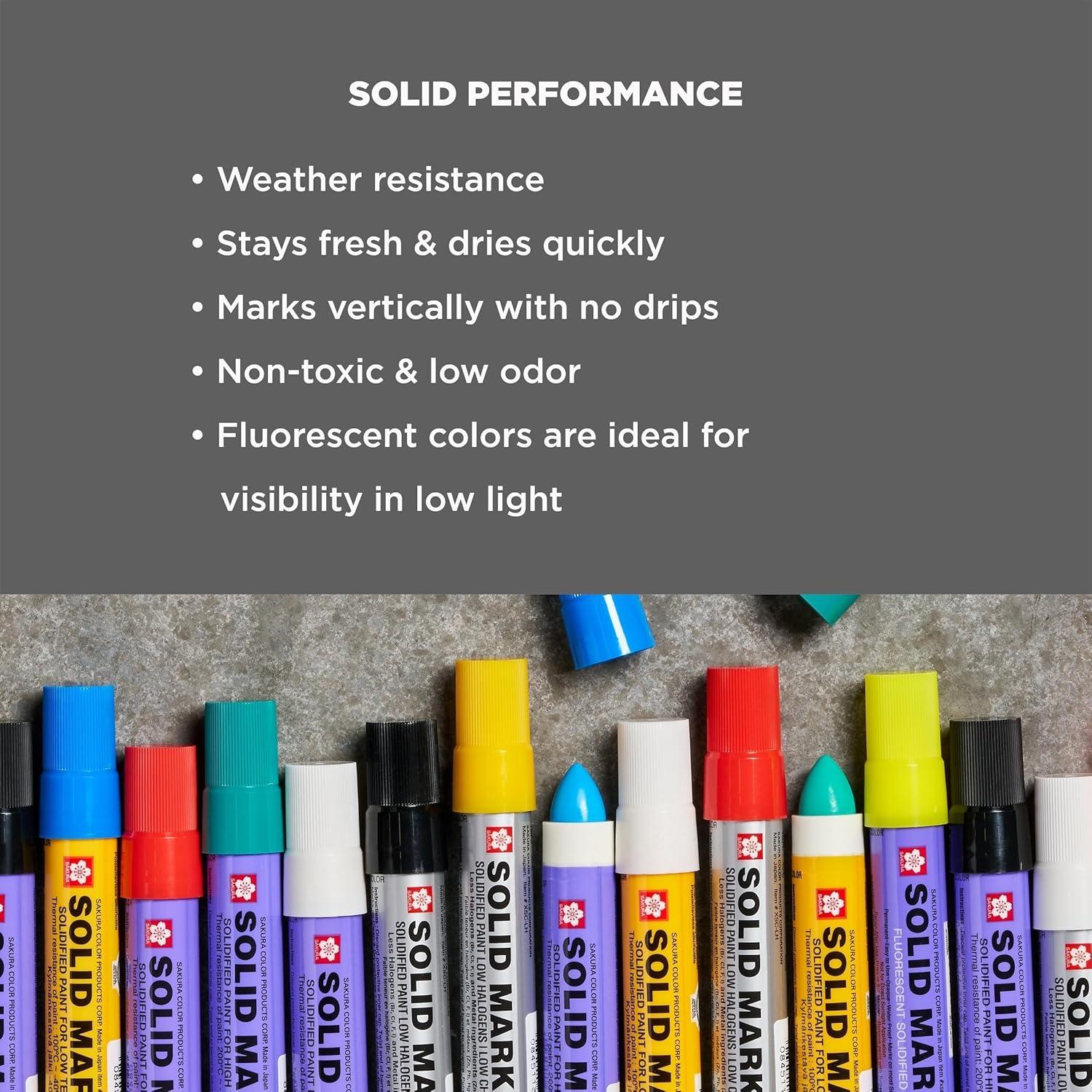 image:imageSAKURA Solid Paint Markers  11 Permanent amp 1 GlowintheDark Paint Marker Pens  For Window Wood amp Glass  Assorted Colors  12 Pack
