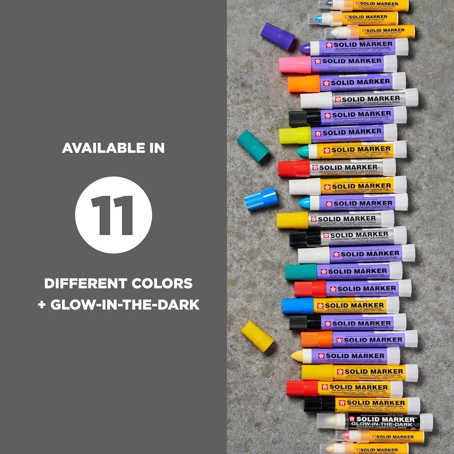 image:imageSAKURA Solid Paint Markers  11 Permanent amp 1 GlowintheDark Paint Marker Pens  For Window Wood amp Glass  Assorted Colors  12 Pack