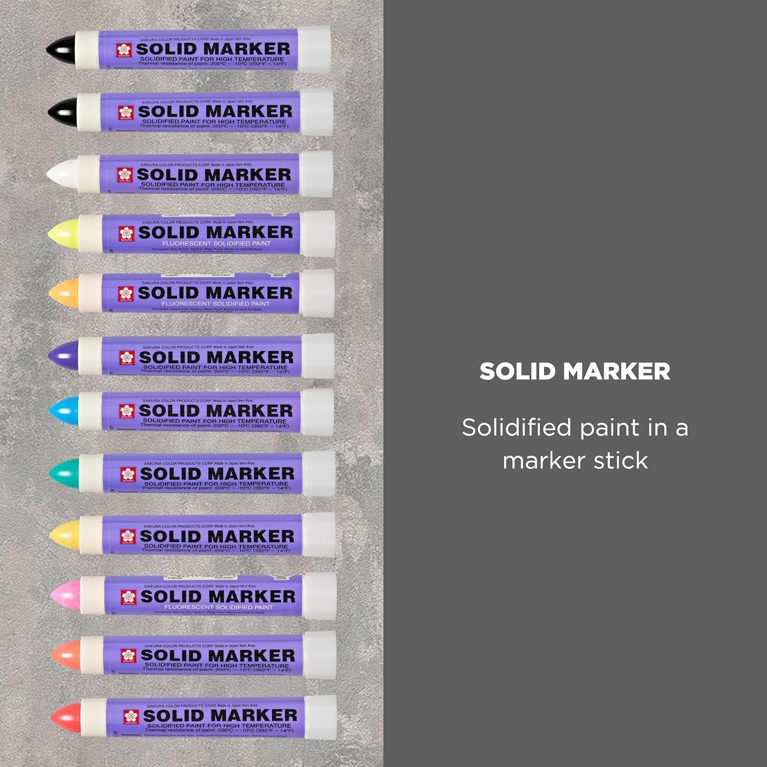 image:imageSAKURA Solid Paint Markers  12 Assorted Permanent Marker Paint Pens  2 Black 7 Assorted Colors amp 3 Fluorescent Pens  For Window Wood amp Glass  12 Pack
