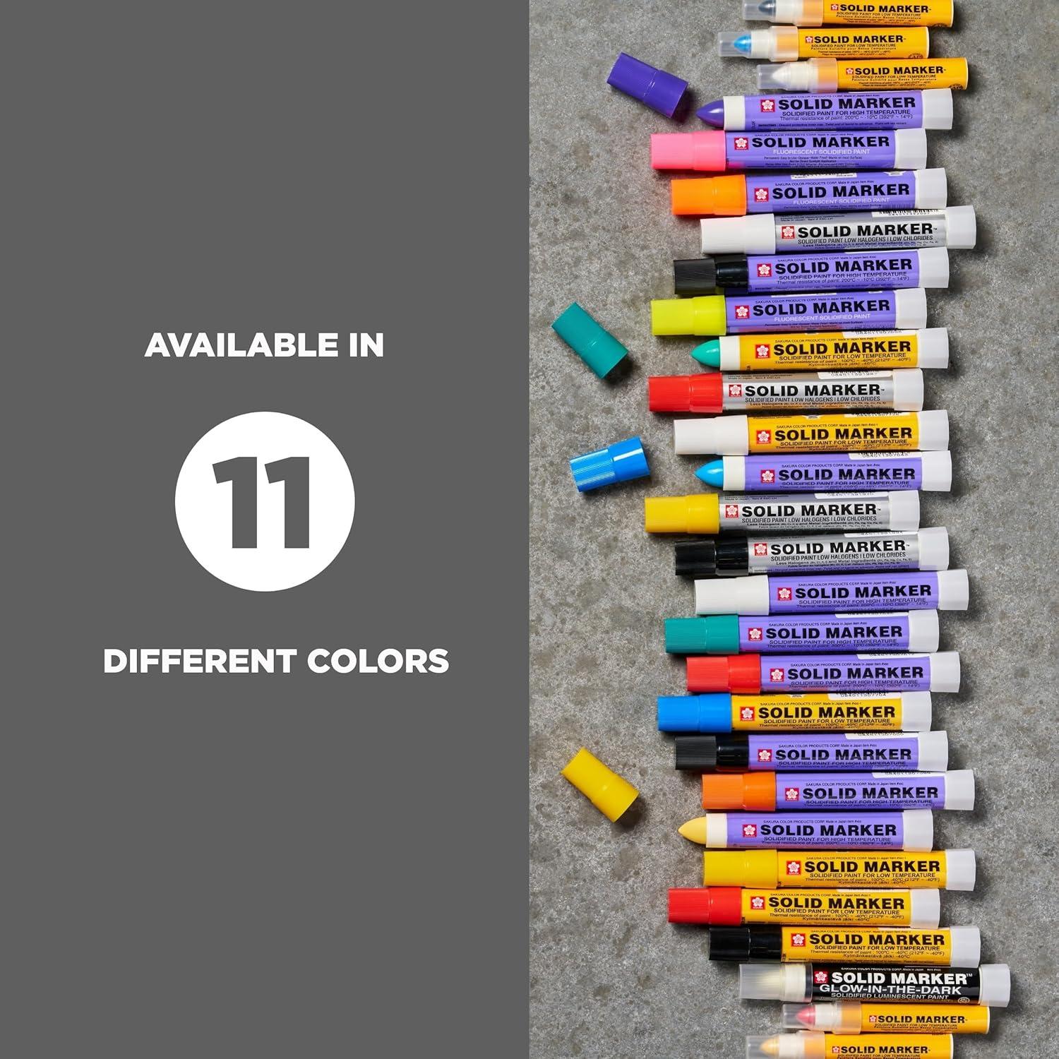 image:imageSAKURA Solid Paint Markers  12 Assorted Permanent Marker Paint Pens  2 Black 7 Assorted Colors amp 3 Fluorescent Pens  For Window Wood amp Glass  12 Pack