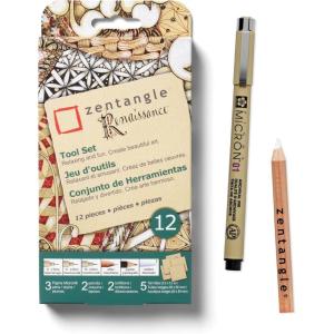 image:imageSAKURA 50113 Zentangle 11 Pc Set wZendala Round WhiteTiles 458 in Diameter white1 Count Pack of 12