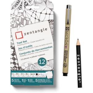 image:imageSAKURA 50113 Zentangle 11 Pc Set wZendala Round WhiteTiles 458 in Diameter white12Piece Set  35