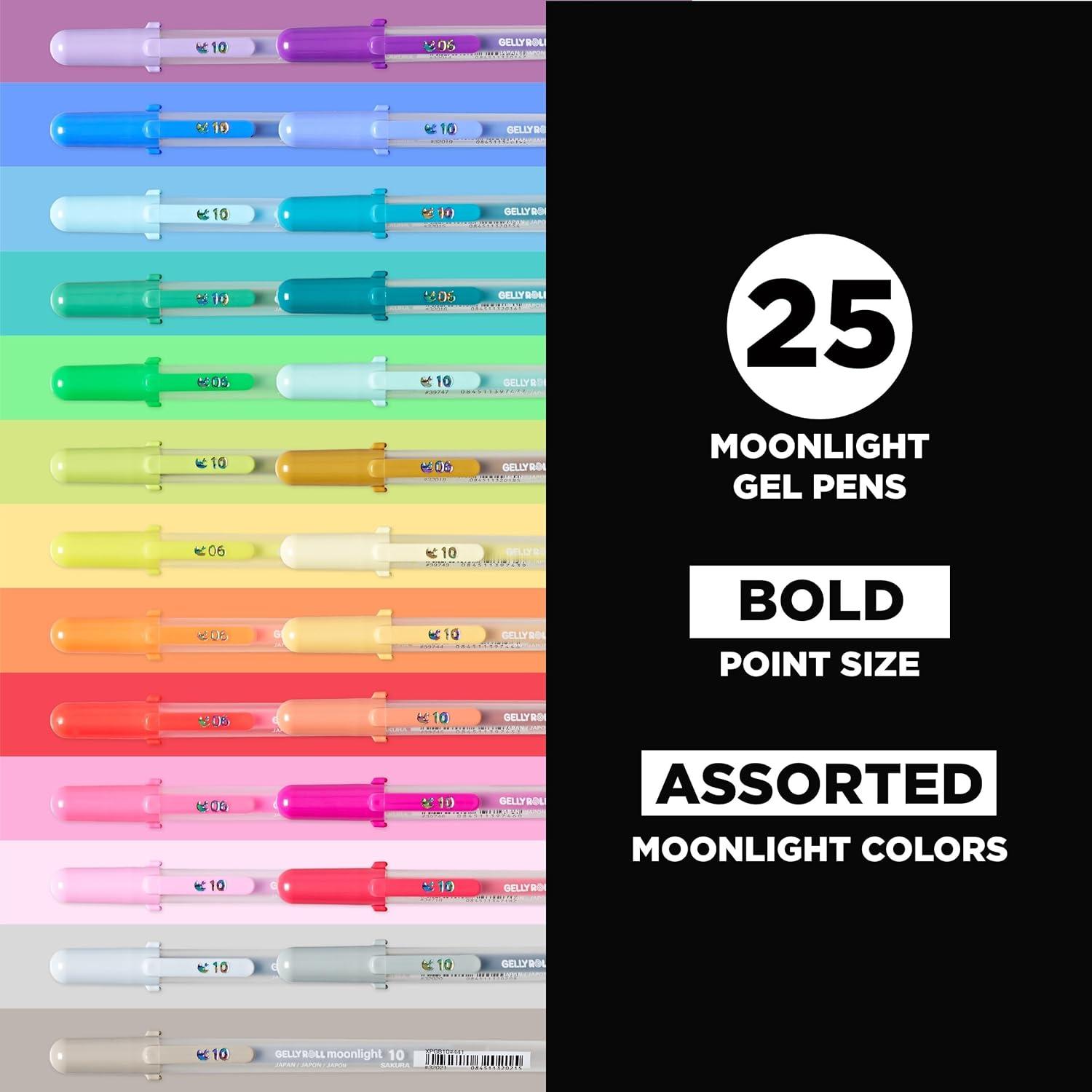 image:imageSAKURA Gelly Roll Moonlight Size 10 Gel Pens  Bold Point Ink Pen for Journaling Art Calligraphy or Drawing  Assorted Colored Ink  Bold Line  25 Pack