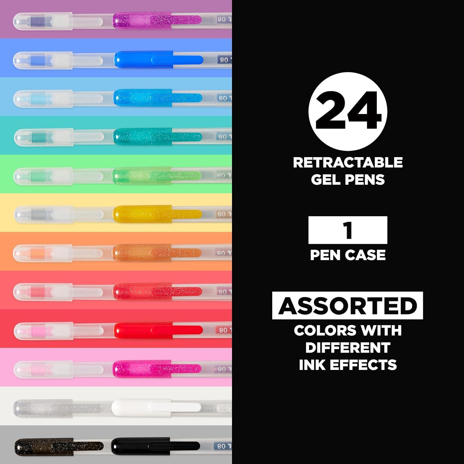 image:imageSAKURA Gelly Roll Retractable Gel Pens Colored  Assorted Gel Color Pens with Different Effects  08 Medium Point Ink Pen for Journaling Art or Drawing  1 Pen Case  Assorted Colored Ink  24 Pens