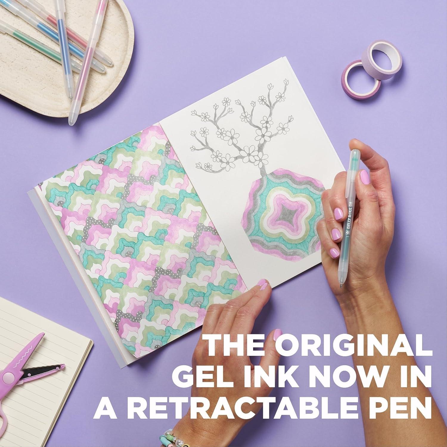 image:imageSAKURA Gelly Roll Retractable Gel Pens Colored  Metallic Gel Pens  08 Medium Point Ink Pen for Journaling Art Calligraphy or Drawing  Assorted Colored Ink  10 Pens1 Count Pack of 10