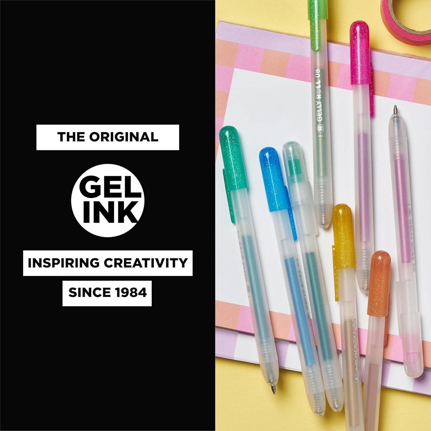 image:imageSAKURA Gelly Roll Retractable Gel Pens Colored  Metallic Gel Pens  08 Medium Point Ink Pen for Journaling Art Calligraphy or Drawing  Assorted Colored Ink  10 Pens1 Count Pack of 6