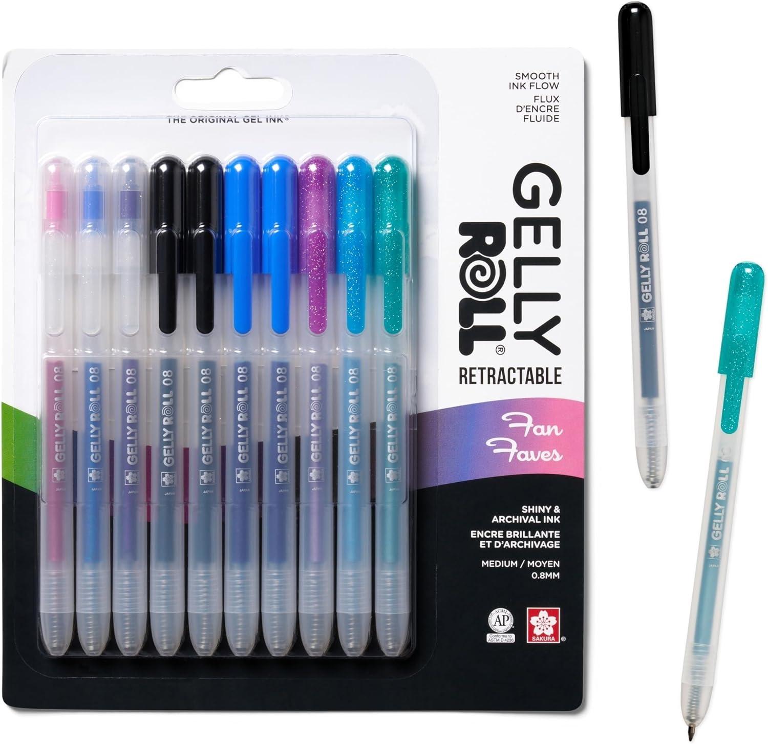 image:imageSAKURA Gelly Roll Retractable Gel Pens Colored  Metallic Gel Pens  08 Medium Point Ink Pen for Journaling Art Calligraphy or Drawing  Assorted Colored Ink  10 Pens1 Count Pack of 10