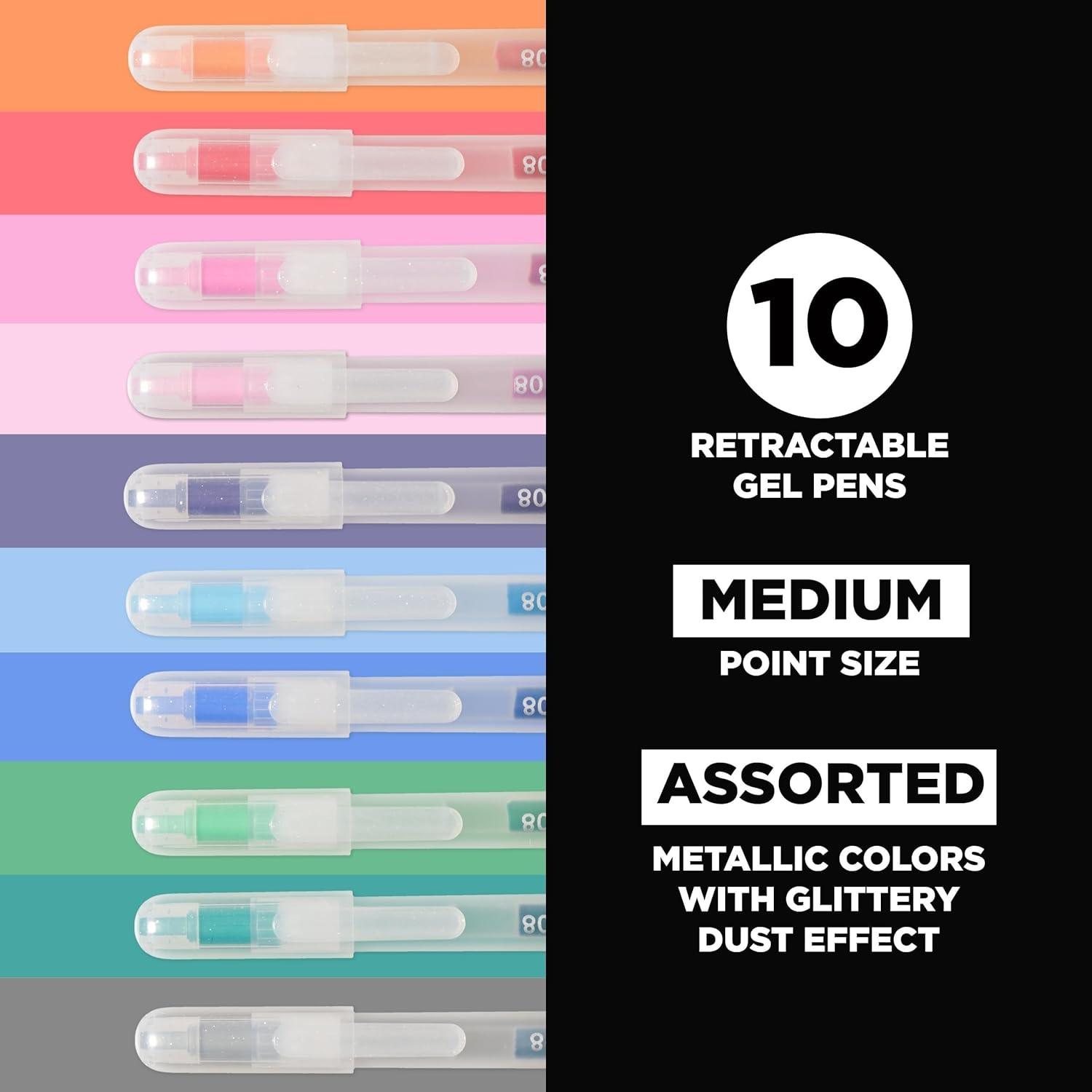 image:imageSAKURA Gelly Roll Retractable Gel Pens Colored  Metallic Gel Pens  08 Medium Point Ink Pen for Journaling Art Calligraphy or Drawing  Assorted Colored Ink  10 Pens1 Count Pack of 10