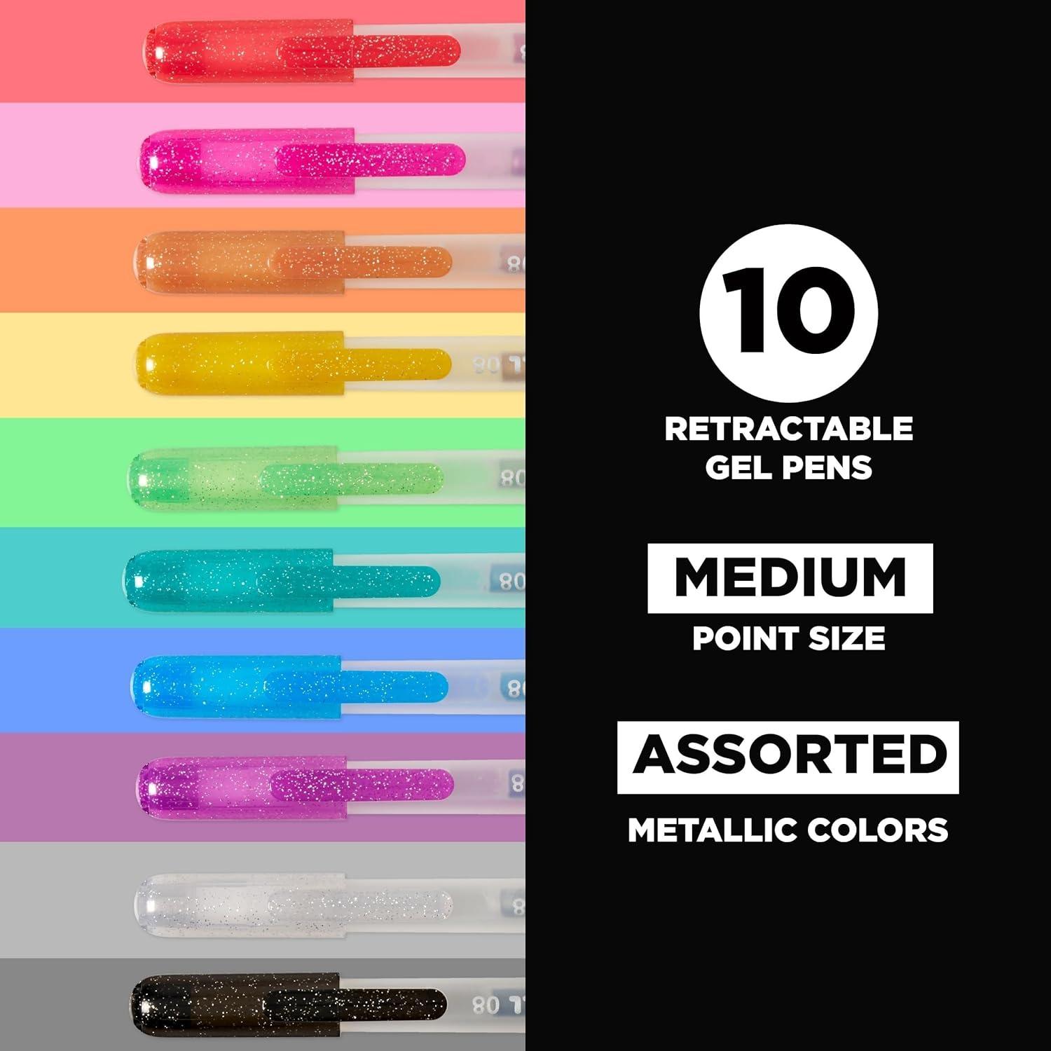 image:imageSAKURA Gelly Roll Retractable Gel Pens Colored  Metallic Gel Pens  08 Medium Point Ink Pen for Journaling Art Calligraphy or Drawing  Assorted Colored Ink  10 Pens1 Count Pack of 10
