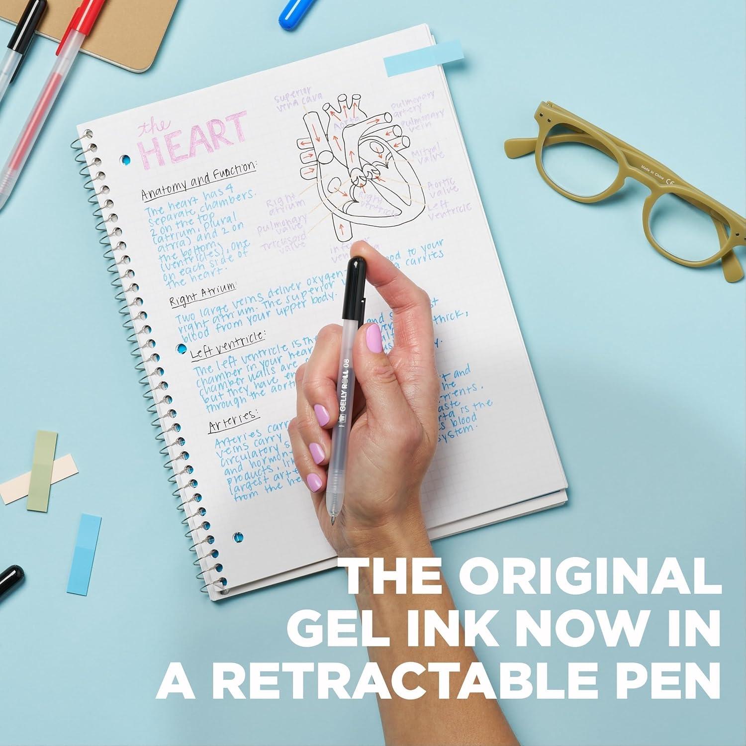 image:imageSAKURA Gelly Roll Retractable Gel Pens Colored  Metallic Gel Pens  08 Medium Point Ink Pen for Journaling Art Calligraphy or Drawing  Assorted Colored Ink  10 Pens1 Count Pack of 10