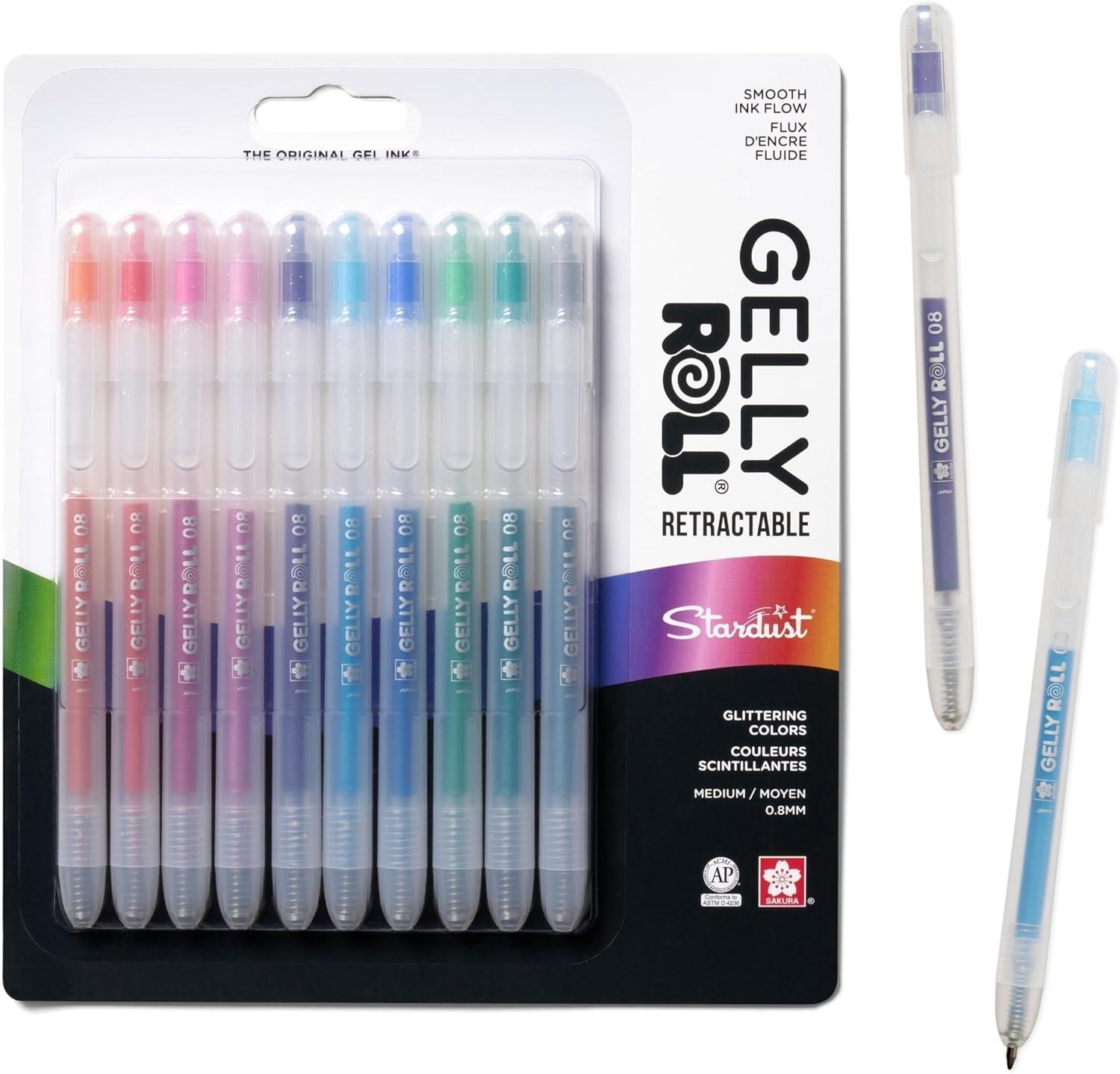 image:imageSAKURA Gelly Roll Retractable Gel Pens Colored  Metallic Gel Pens  08 Medium Point Ink Pen for Journaling Art Calligraphy or Drawing  Assorted Colored Ink  10 Pens1 Count Pack of 10