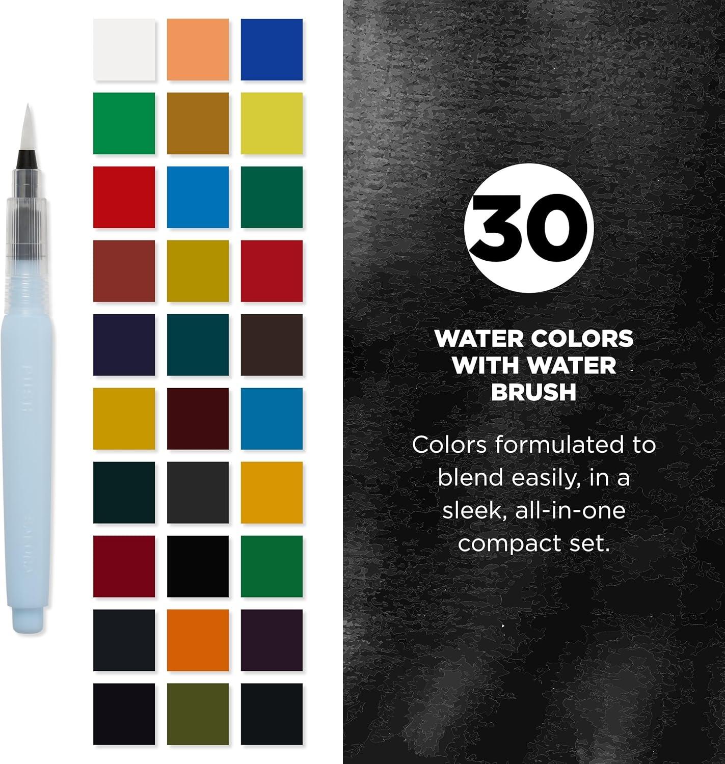 image:imageSAKURA Koi Field 30 Assorted Watercolors with Water Brush Sketch Set XNCW30N30 Colors