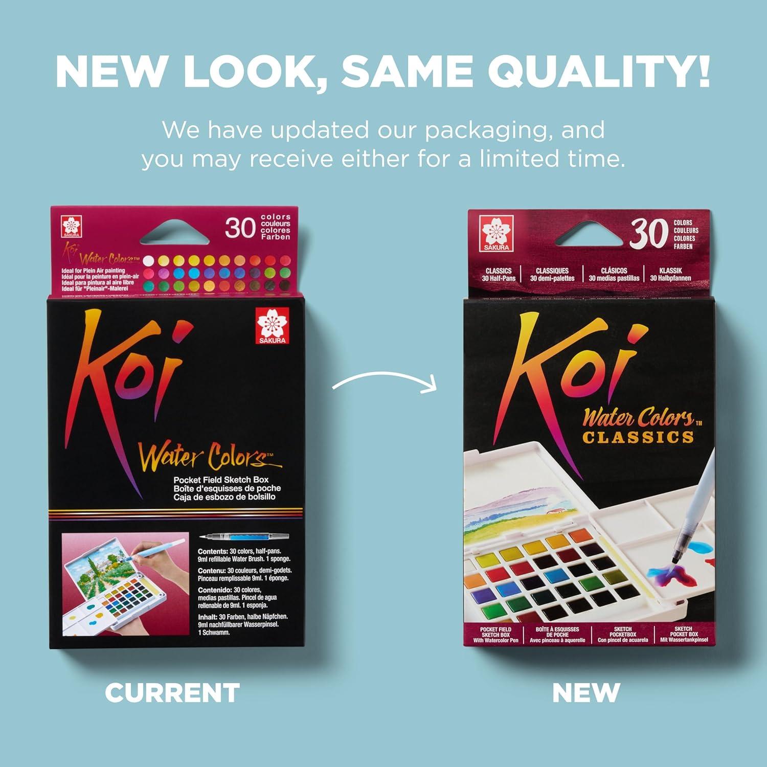 image:imageSAKURA Koi Field 30 Assorted Watercolors with Water Brush Sketch Set XNCW30N30 Colors
