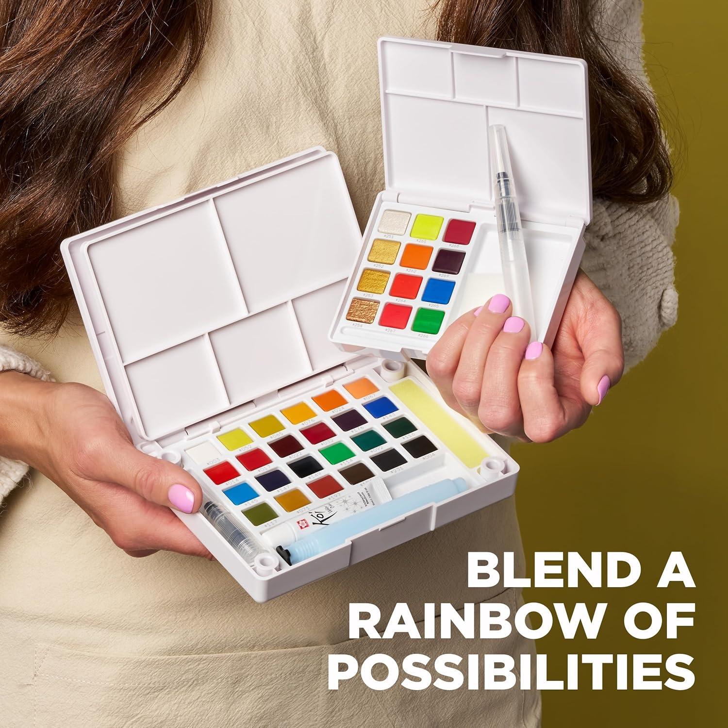 image:imageSAKURA XNCW24N 24 Assorted Watercolors Field Sketch Set with BrushMulticolor