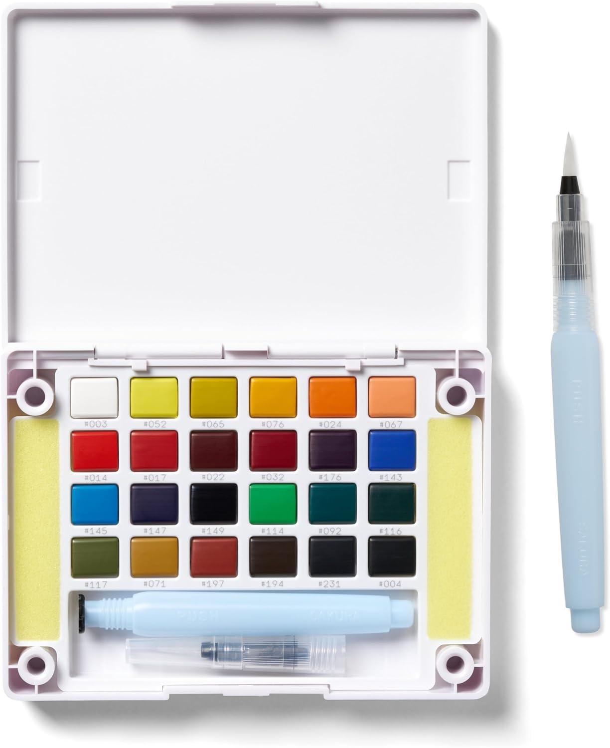 image:imageSAKURA XNCW24N 24 Assorted Watercolors Field Sketch Set with BrushMulticolor