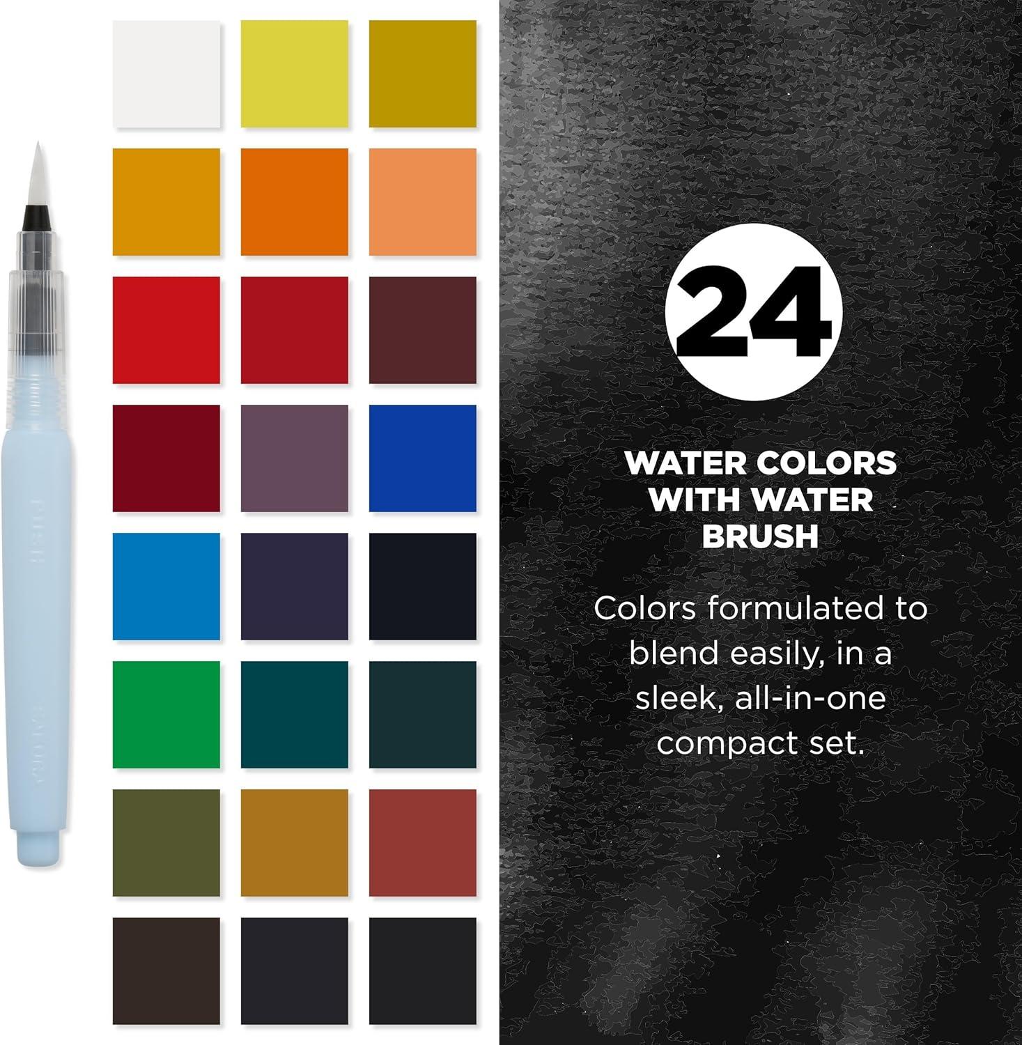 image:imageSAKURA XNCW24N 24 Assorted Watercolors Field Sketch Set with BrushMulticolor
