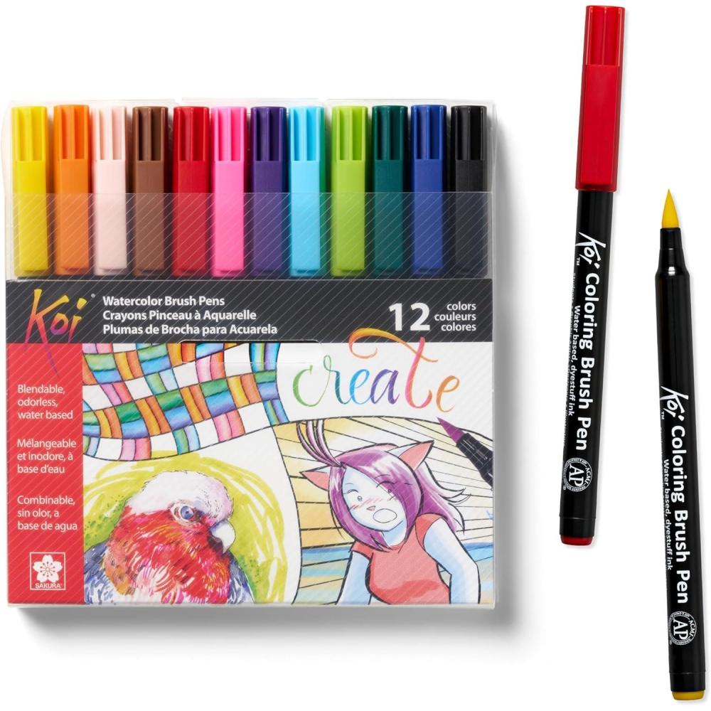 image:imageSAKURA XBR12SA 12Piece Koi Assorted Coloring Brush Pen Set12 Color Set