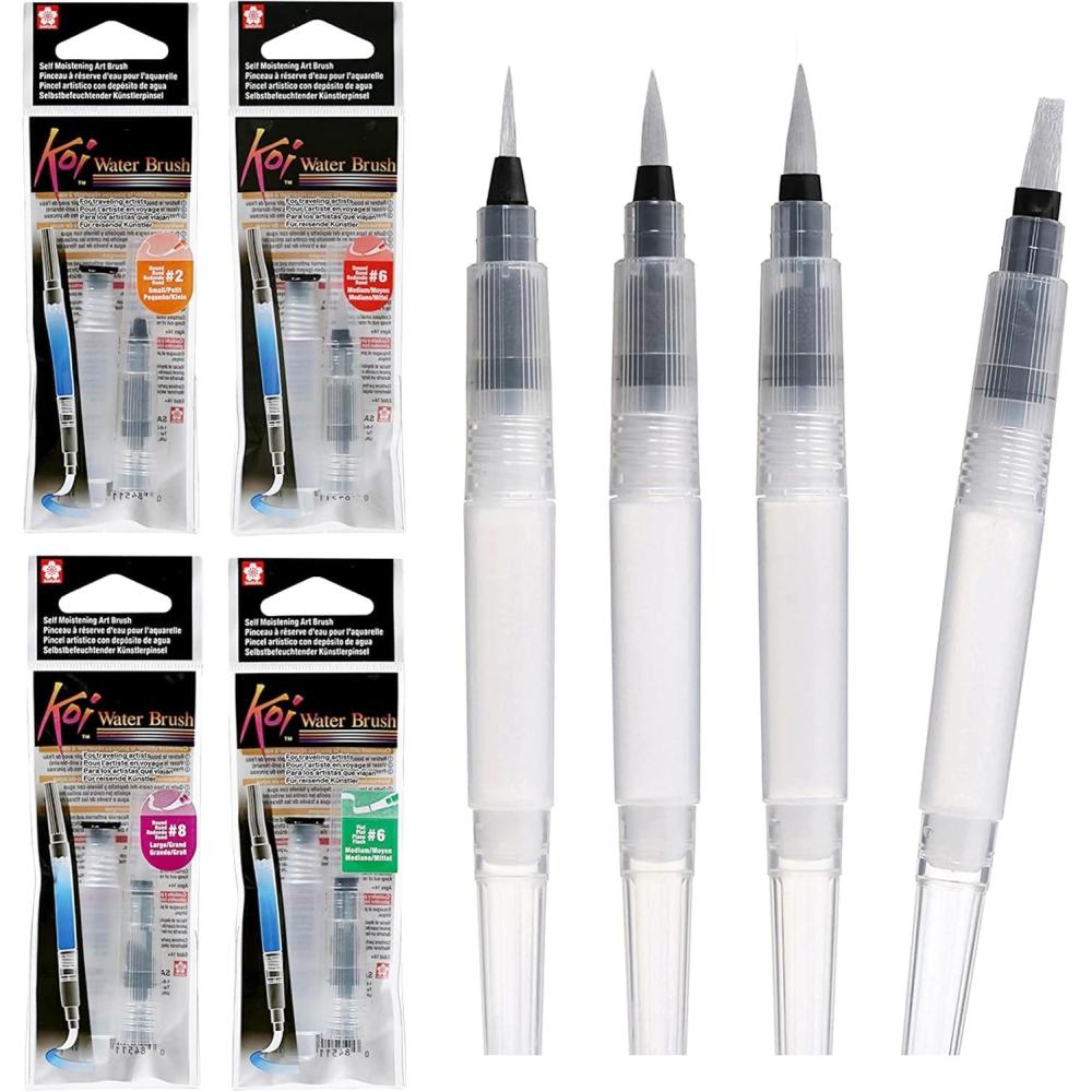 image:imageSakura Koi Water Brush  Brush for Watercolor  4 ml Tank  4 Assorted Brush Tips