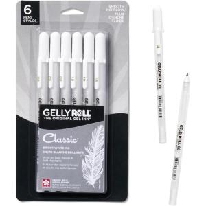 image:imageSAKURA Gelly Roll Classic Gel Pens Opaque White Ink Asst Tips 050810 6 PK 574611 Count Pack of 6