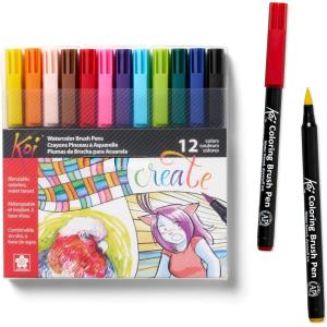 image:imageSAKURA XBR12SA 12Piece Koi Assorted Coloring Brush Pen Set12 Color Set