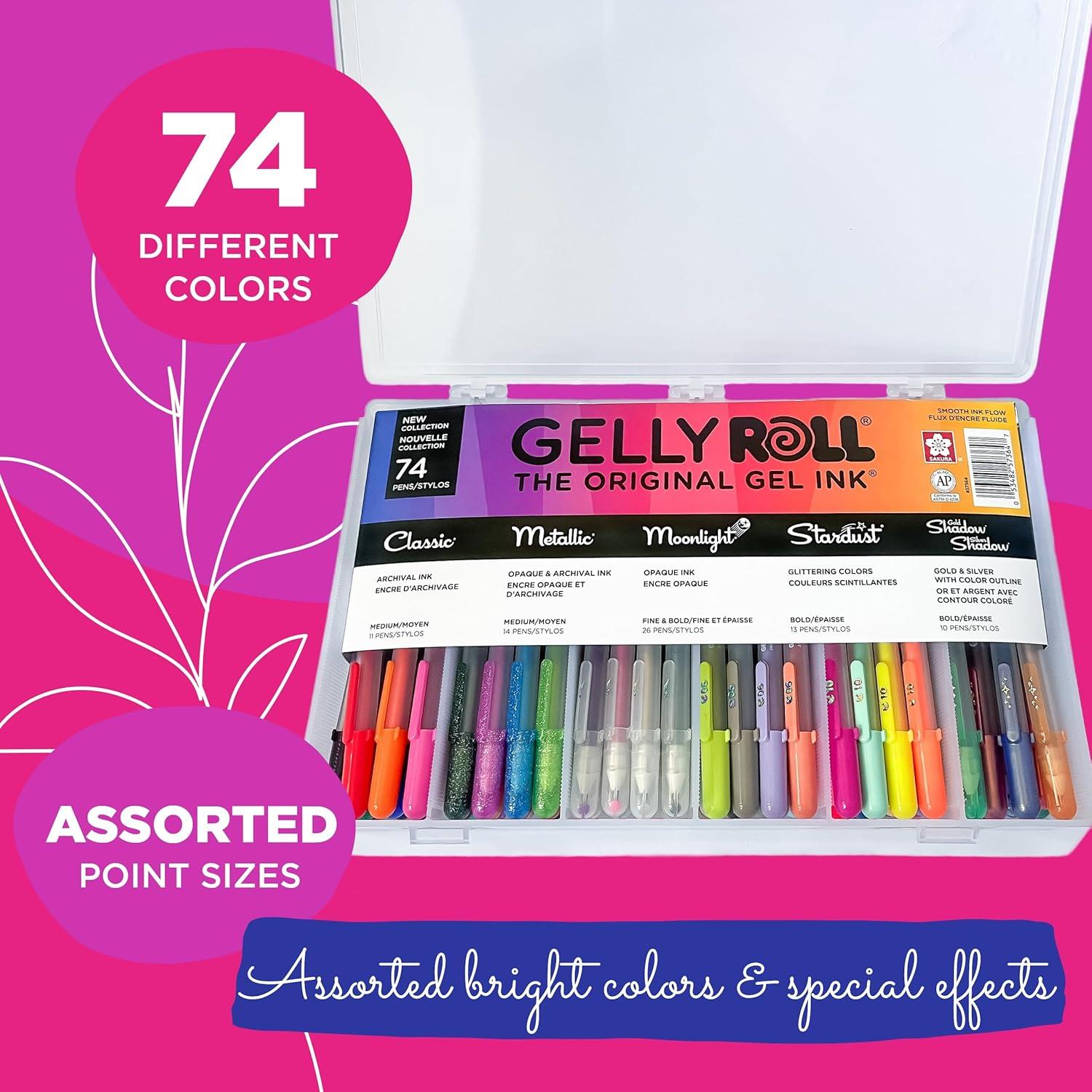 image:imageSAKURA Gelly Roll Gel Pens  Gift Set  Assorted Colored Ink with Special Effects  74 Pack amp 3D Souffl Pen  Opaque White and Pastel Ink Colors  10 Pack