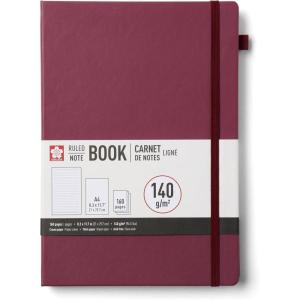 image:imageSakura Notebook Ruled A4  JapaneseInspired Lined Notebook for Effortless Writing  140 GSM Paper  Hardcover  Builtin Pen Holder  Expandable Inner Pocket  FlatLay  83 x 117  MulberryMulberry