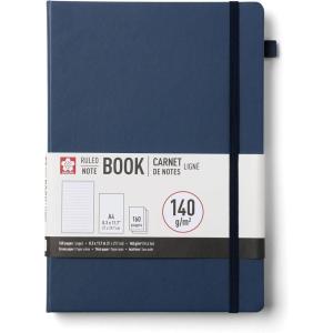 image:imageSakura Notebook Ruled A4  JapaneseInspired Lined Notebook for Effortless Writing  140 GSM Paper  Hardcover  Builtin Pen Holder  Expandable Inner Pocket  FlatLay  83 x 117  MulberryDeep Indigo