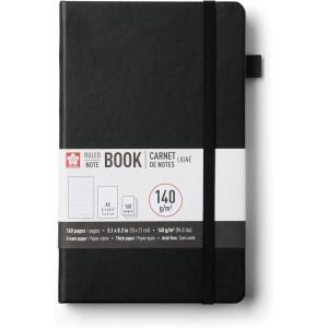 image:imageSakura Notebook Ruled A5  JapaneseInspired Lined Notebook for Effortless Writing  140 GSM Paper  Hardcover  Builtin Pen Holder  Expandable Inner Pocket  FlatLay  51 x 83  MulberryBlack