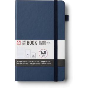 image:imageSakura Notebook Ruled A5  JapaneseInspired Lined Notebook for Effortless Writing  140 GSM Paper  Hardcover  Builtin Pen Holder  Expandable Inner Pocket  FlatLay  51 x 83  MulberryDeep Indigo