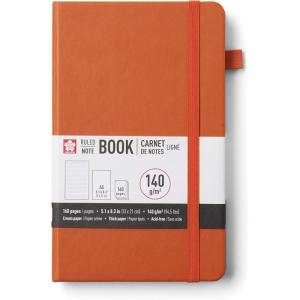 image:imageSakura Notebook Ruled A5  JapaneseInspired Lined Notebook for Effortless Writing  140 GSM Paper  Hardcover  Builtin Pen Holder  Expandable Inner Pocket  FlatLay  51 x 83  MulberryAmber