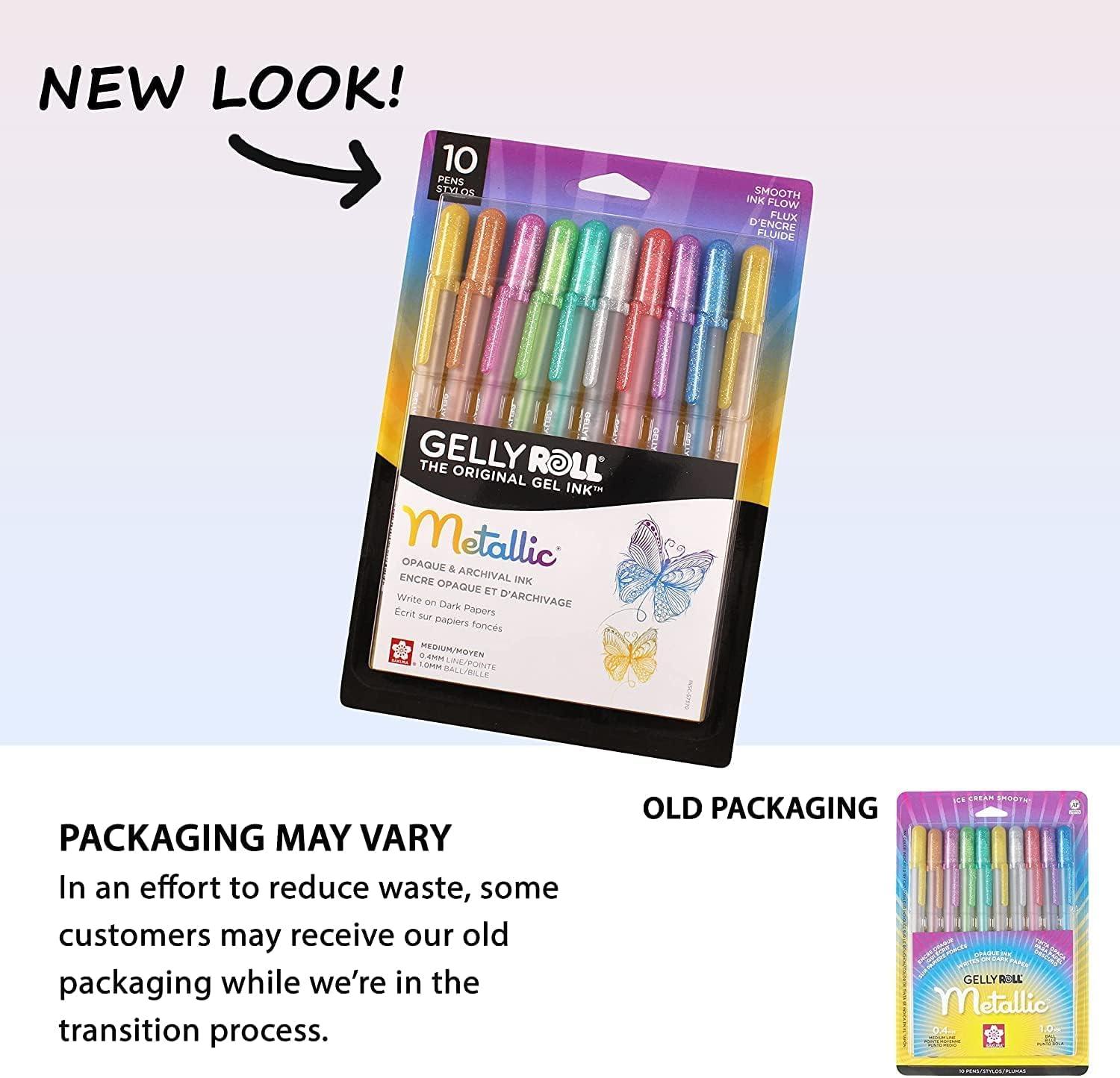 image:imageSAKURA Gelly Roll Metallic Gel Pens  Pens For Scrapbook Journals or Drawing  Art Gifts Holiday Gifts amp DIY Projects  Colored Metallic Ink  Medium Line  10 PackMulti Colored Metallic