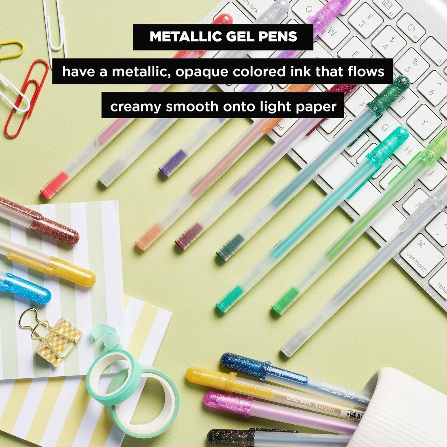 image:imageSAKURA Gelly Roll Metallic Gel Pens  Pens For Scrapbook Journals or Drawing  Art Gifts Holiday Gifts amp DIY Projects  Colored Metallic Ink  Medium Line  10 PackMetallic Gold