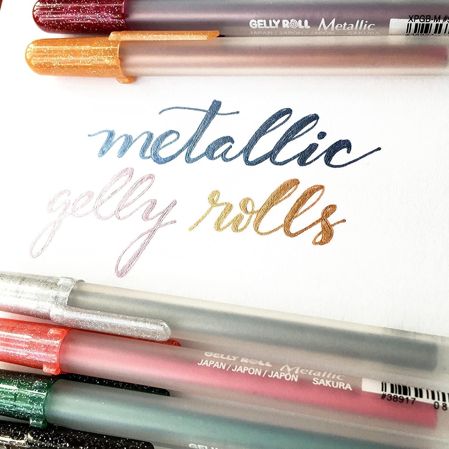 image:imageSAKURA Gelly Roll Metallic Gel Pens  Pens For Scrapbook Journals or Drawing  Art Gifts Holiday Gifts amp DIY Projects  Colored Metallic Ink  Medium Line  10 PackMulti Colored Metallic