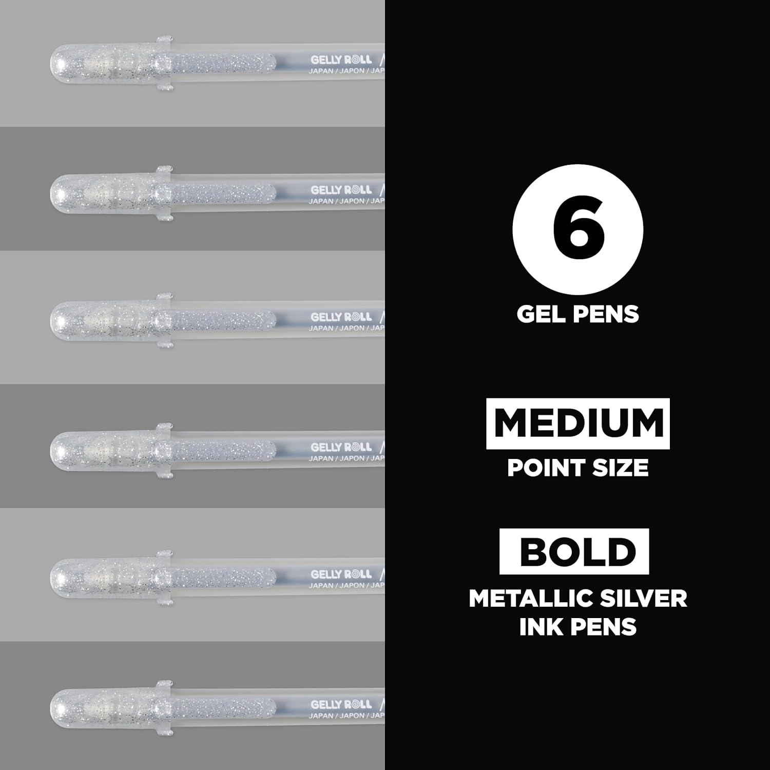 image:imageSAKURA Gelly Roll Metallic Gel Pens  Pens For Scrapbook Journals or Drawing  Art Gifts Holiday Gifts amp DIY Projects  Colored Metallic Ink  Medium Line  10 PackMetallic Silver
