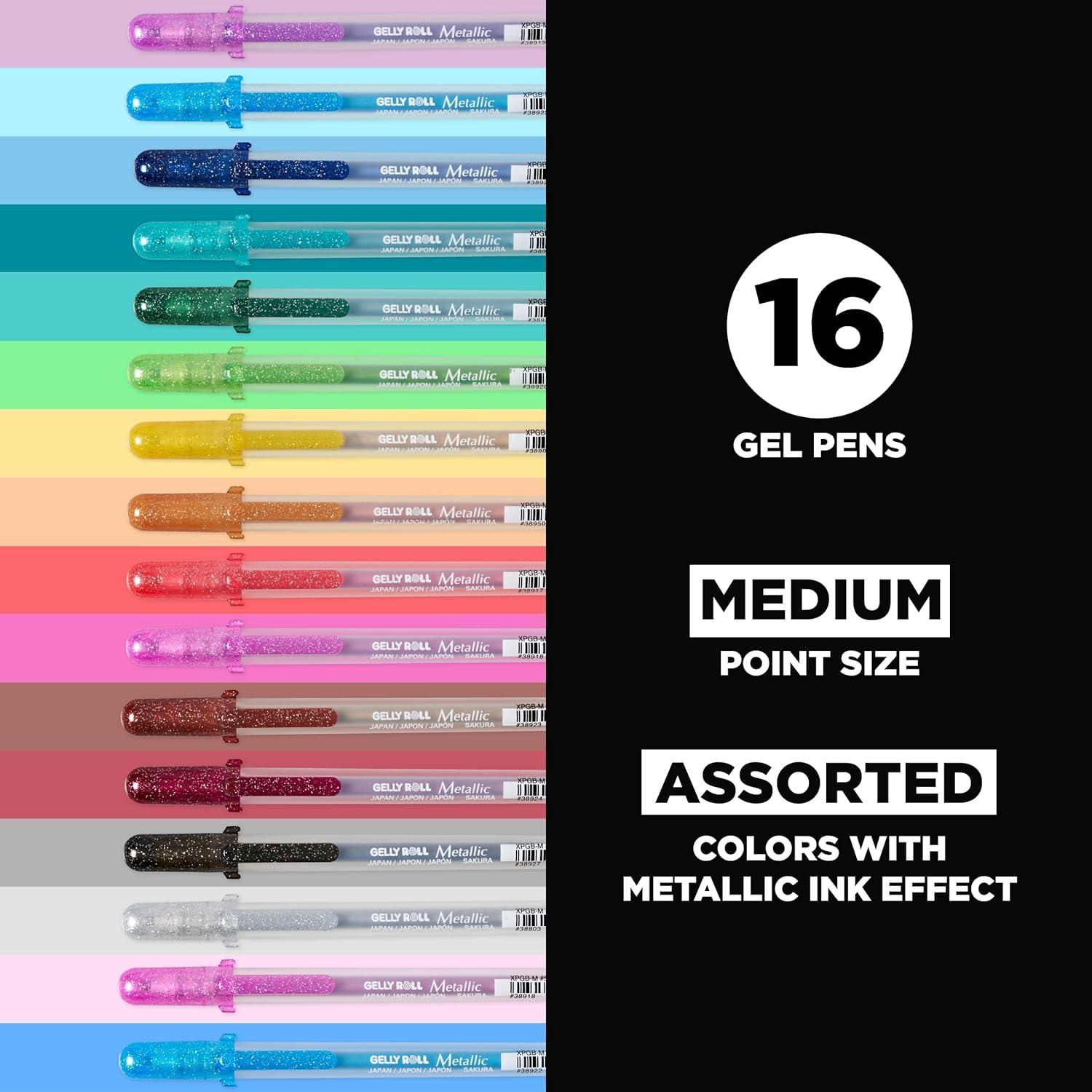image:imageSAKURA Gelly Roll Metallic Gel Pens  Pens For Scrapbook Journals or Drawing  Art Gifts Holiday Gifts amp DIY Projects  Colored Metallic Ink  Medium Line  10 PackMetallic Gold