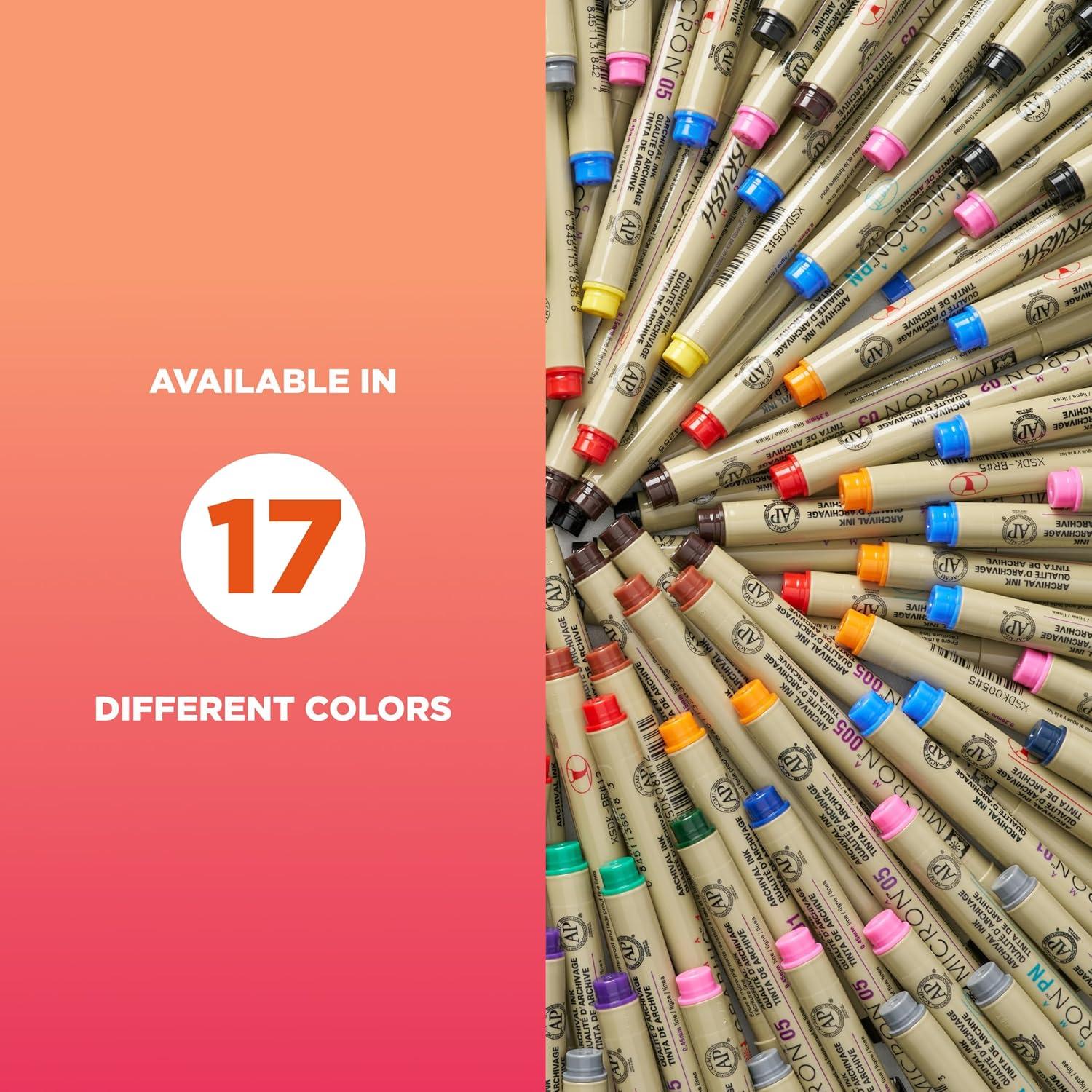 image:imageSAKURA Pigma Micron Fineliner Pens  Archival Black and Colored Ink Pens  For Writing Drawing or Journaling  Black and Assorted Colored Ink  08 Nib Size  Fine Line  8 Pack08 Tip Pack of 1