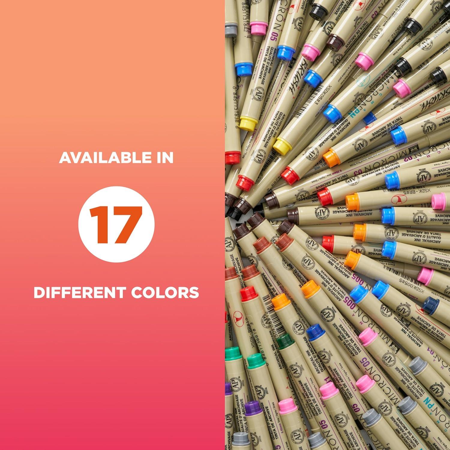image:imageSAKURA Pigma Micron Fineliner Pens  Archival Black and Colored Ink Pens  For Writing Drawing or Journaling  Black and Assorted Colored Ink  08 Nib Size  Fine Line  8 Pack01 Tip