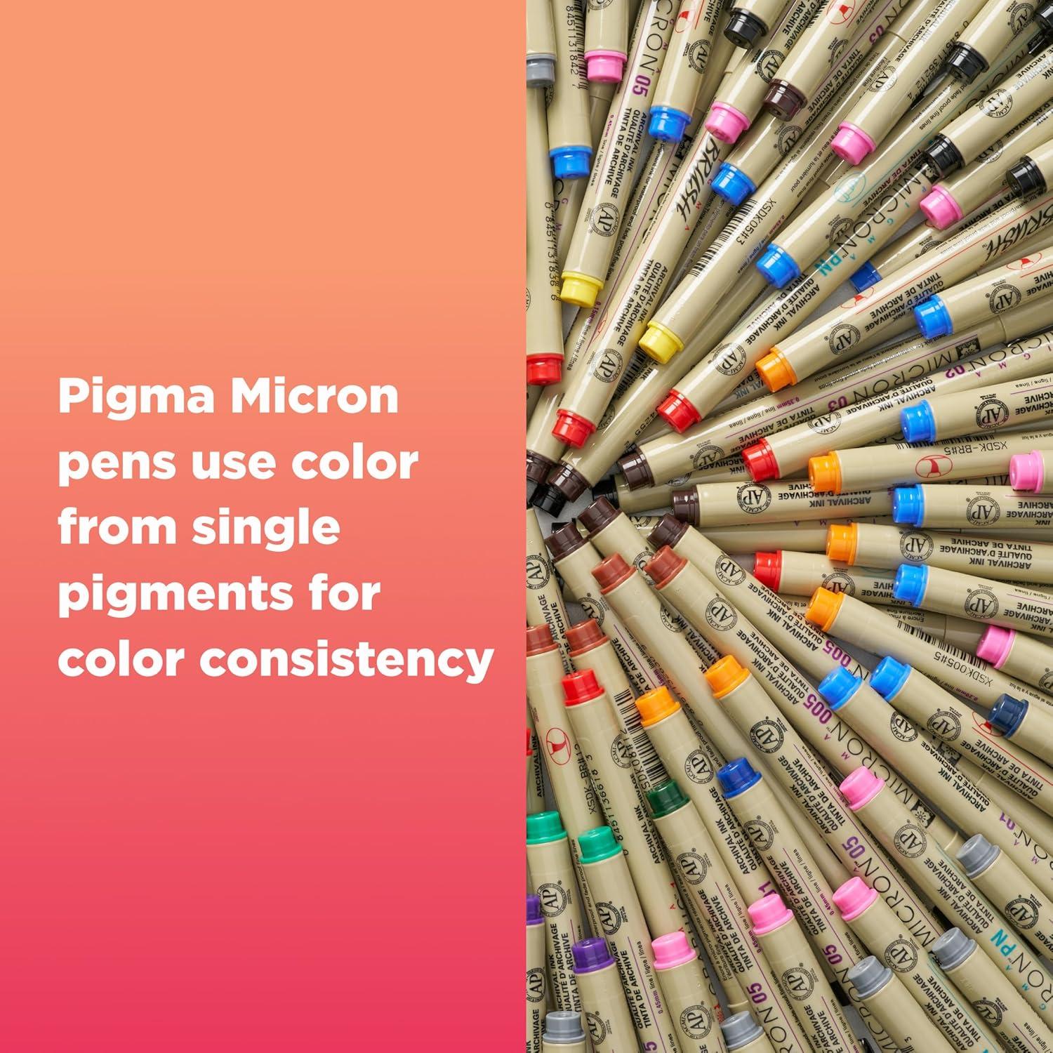 image:imageSAKURA Pigma Micron Fineliner Pens  Archival Colored Ink Pens  For Writing Drawing or Journaling  Colored Ink  01 Point Size  16 Pack