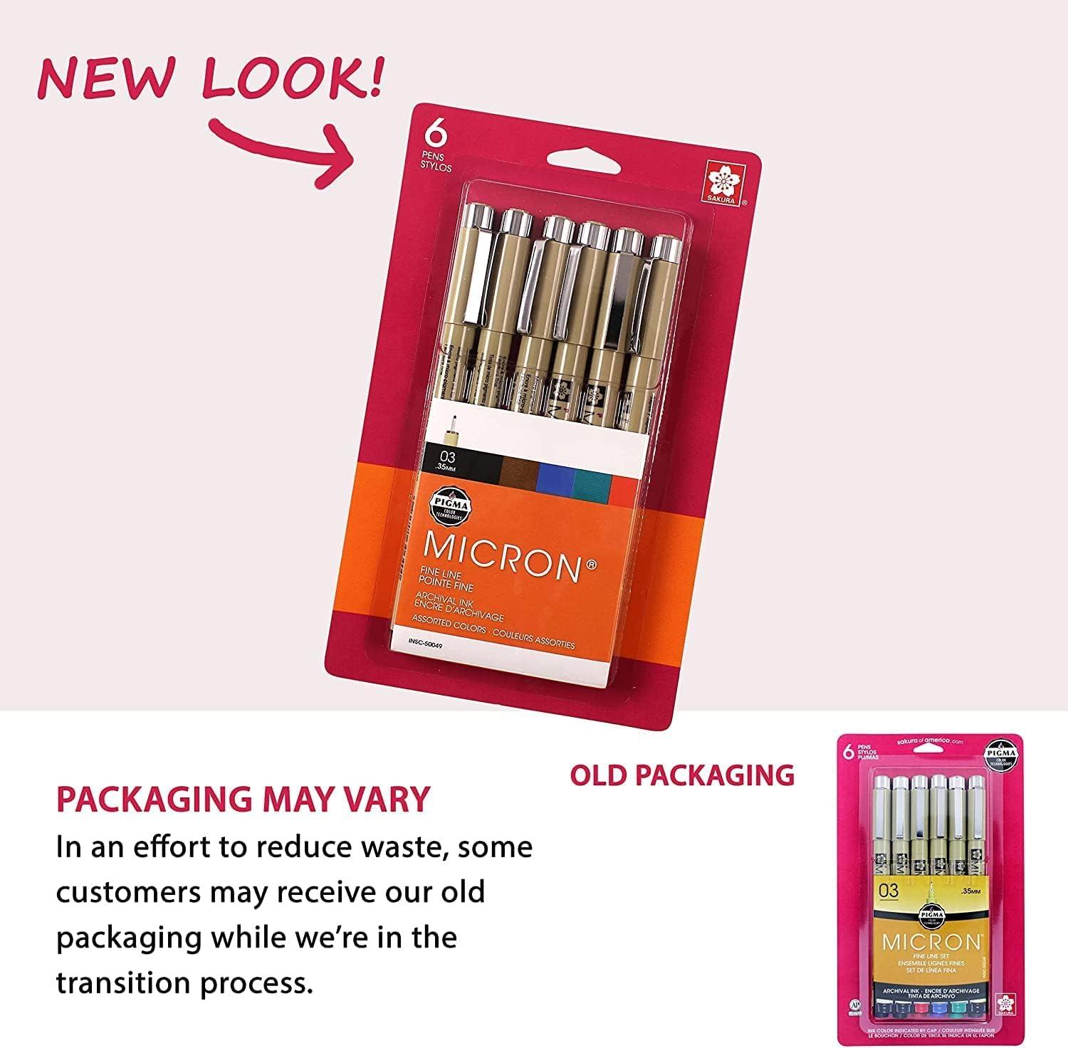 image:imageSAKURA Pigma Micron Fineliner Pens 03 Tip Size Archival Asst Colors 6 PK 5004903 Tip