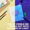 image:imageSAKURA Gelly Roll UV Pen  UV Gel Invisible Ink  With Keychain Flashlight  For Art or Drawing  Red Green amp Blue  9 Pens 3 Lights