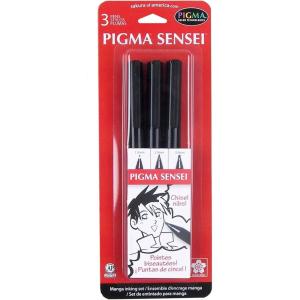 image:imageSAKURA 50204 8Piece Pigma Sensei Manga Drawing Kit Black3PC Black Chisel Set
