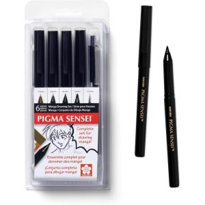 image:imageSAKURA 50204 8Piece Pigma Sensei Manga Drawing Kit Black6PC Drawing Set