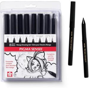image:imageSAKURA 50204 8Piece Pigma Sensei Manga Drawing Kit Black8PC Drawing Set