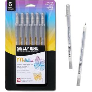 image:imageSAKURA Gelly Roll Metallic Gel Pens  Pens For Scrapbook Journals or Drawing  Art Gifts Holiday Gifts amp DIY Projects  Colored Metallic Ink  Medium Line  10 PackMetallic Silver
