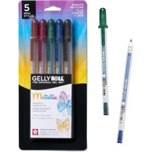 image:imageSAKURA Gelly Roll Metallic Gel Pens  Pens For Scrapbook Journals or Drawing  Art Gifts Holiday Gifts amp DIY Projects  Colored Metallic Ink  Medium Line  10 PackDark Metallic Gel