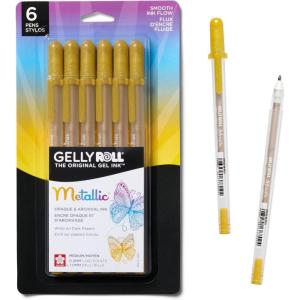 image:imageSAKURA Gelly Roll Metallic Gel Pens  Pens For Scrapbook Journals or Drawing  Art Gifts Holiday Gifts amp DIY Projects  Colored Metallic Ink  Medium Line  10 PackMetallic Gold