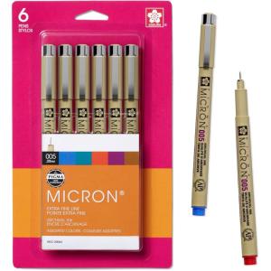 image:imageSAKURA Pigma Micron Fineliner Pens 03 Tip Size Archival Asst Colors 6 PK 50049005 Tip