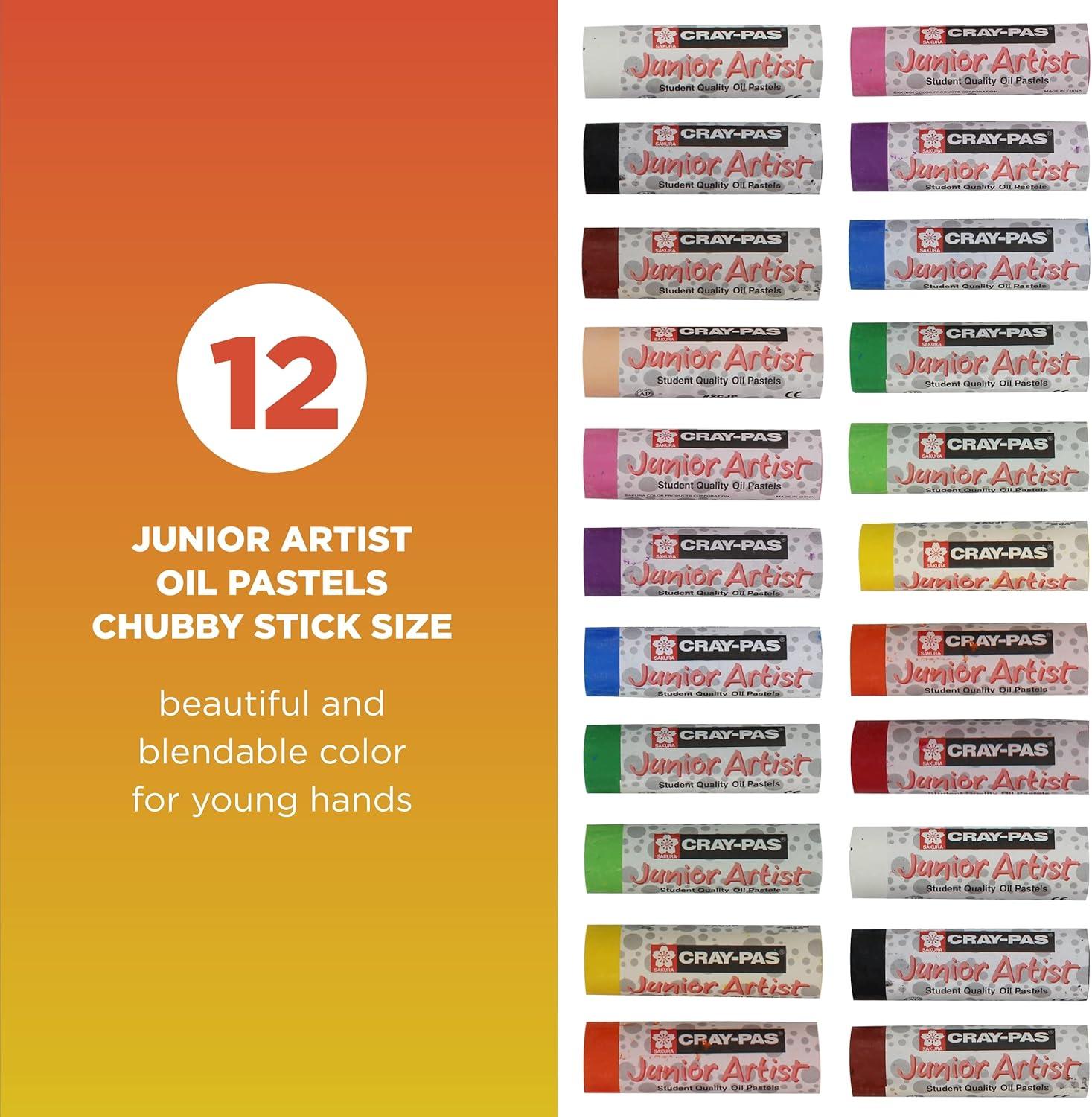 image:imageSAKURA CrayPas Junior Artist Oil Pastel Set  Chubbies Pastel Size  Soft Oil Pastels for Kids amp Artists  12 Colors amp Soft Oil Pastels for Kids amp Artists  50 Sticks