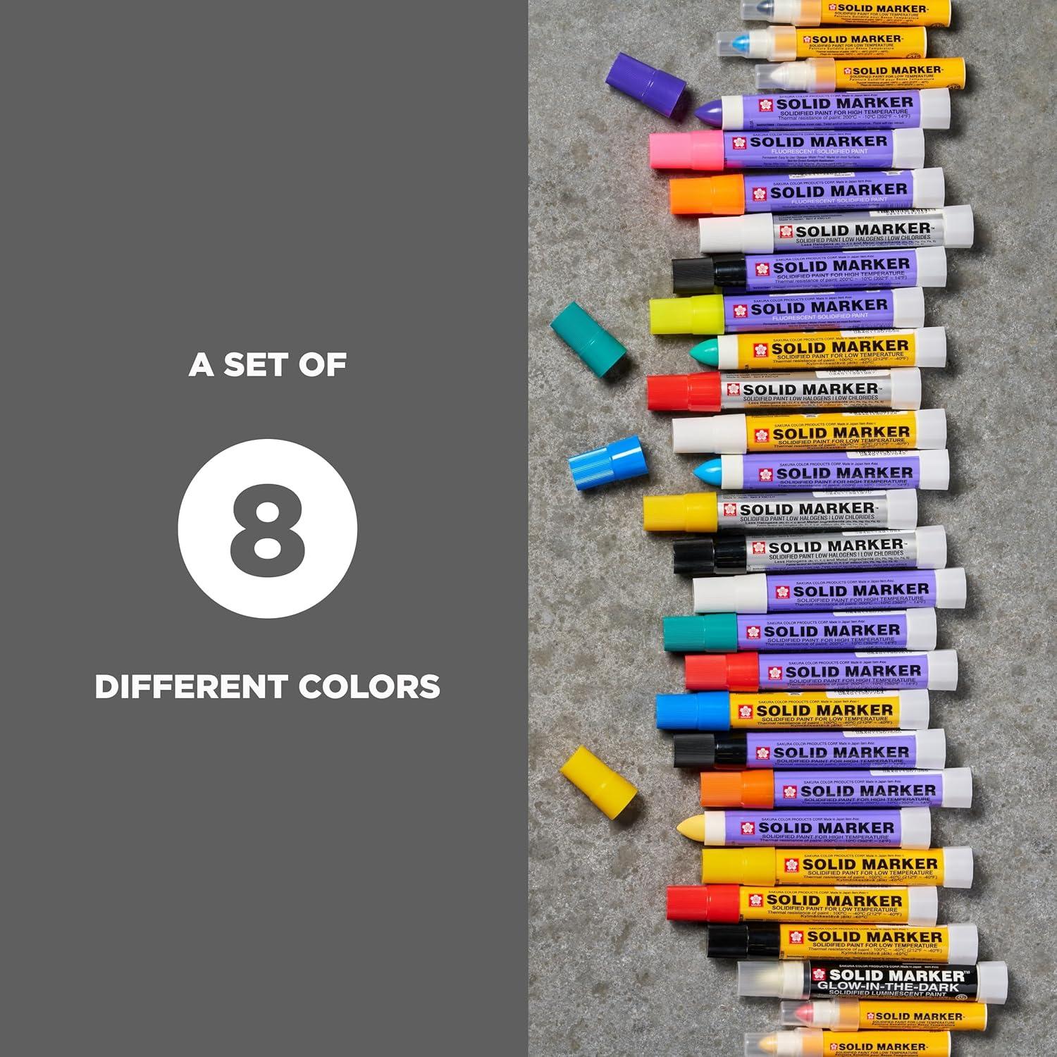 image:imageSakura Solid Paint Markers  8 Permanent Marker Paint Pens  Window Wood amp Glass Marker  Assorted Colors  White Black Yellow Orange Purple Blue Red amp Green  8 Pack