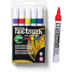 image:imageSAKURA 42592 5Piece 20mm Pentouch Paint Marker Medium Yellow Red Purple Green and Blue Medium 5pc b Set5 Count Pack of 1